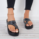 Mollyshoe Toe Loop Thick Straps Slide Sandals Platform Toe Ring Slipers