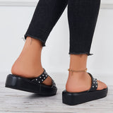 Mollyshoe Toe Loop Thick Straps Slide Sandals Platform Toe Ring Slipers