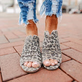 Mollyshoe Women Leopard Peep Toe Slippers