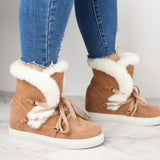 Mollyshoe Women's Winter Warm Wedge Heel Suede Boots