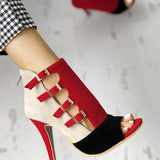 Mollyshoe Hollow Out Buckled High Heels