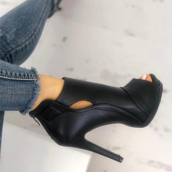 Mollyshoe Fashion Peep Toe Cutout Thin Heels Sandals