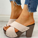 Mollyshoe Crisscross Design Chunky Heeled Slippers
