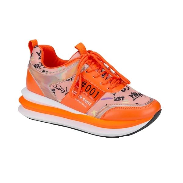 Mollyshoe Personalized Graffiti Stitching Orange Sneakers