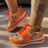 Mollyshoe Personalized Graffiti Stitching Orange Sneakers