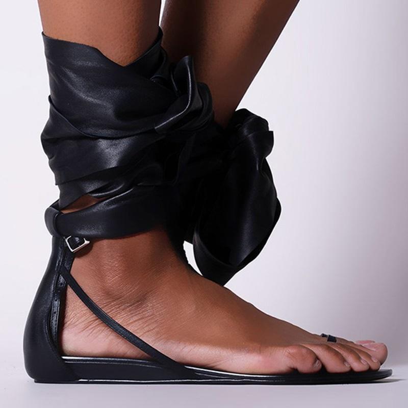 Mollyshoe Women Gladiator Thong Summer Ankle Wrap Flat Sandals