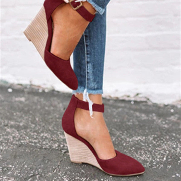 Mollyshoe Classic Ankle Strap Wedge Shoes