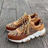 Mollyshoe Women Leopard Print Colorblock Sneakers