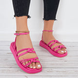 Mollyshoe Criss Cross Strappy Sandals Round Toe Ankle Strap Platform Sandals