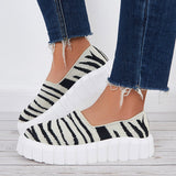 Mollyshoe Breathable Knit Low Top Platform Sneakers Slip on Loafers Walking Shoes