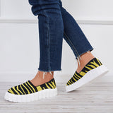 Mollyshoe Breathable Knit Low Top Platform Sneakers Slip on Loafers Walking Shoes