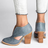 Mollyshoe Round Toe Women Chunky Heel Casual Pu Ankle Boots