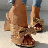 Mollyshoe Peep Toe Bowknot Design Chunky Heeled Sandals