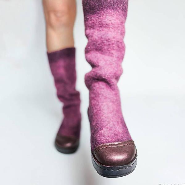 Mollyshoe Women Stylish Mixed Colors Slip On Platform High Boots