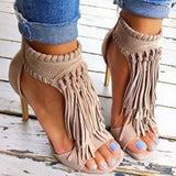 Mollyshoe Fashion Open Toe Tassels Ankle Ladies Sandals