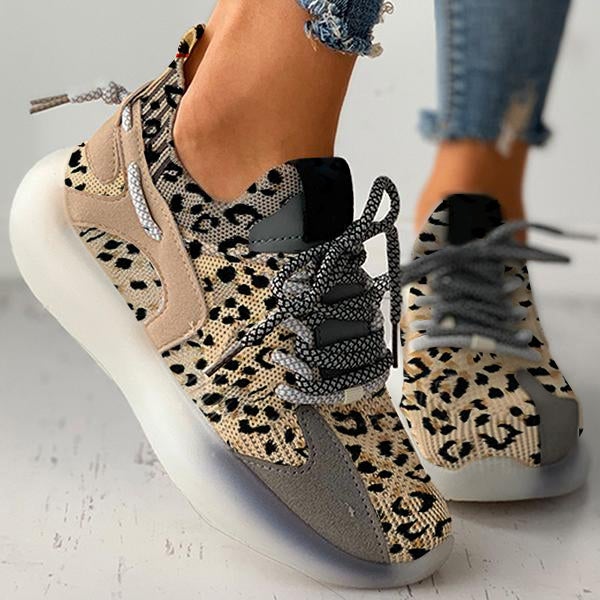 Mollyshoe Women All Season Colorblock Lace-Up Breathable Knit Casual Sneakers
