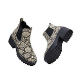 Mollyshoe Women Casual Snakeskin Platform Slip On Boots