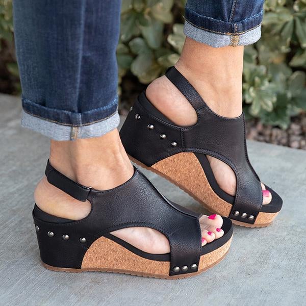 Bonnieshoes Daily Comfy Low Heel Wedge Sandals
