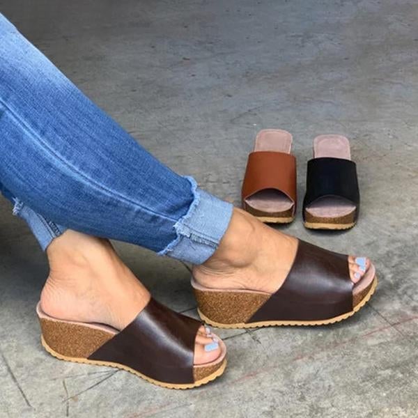Mollyshoe Fashion Style Peep Toe Slip-On Wedges Sandals