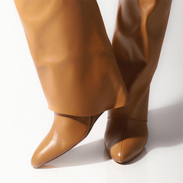 Mollyshoe Comfy Leather Hidden Wedge Heel Roman Boots