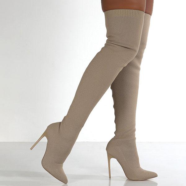 Mollyshoe Stylish Knitting Stiletto Over The Knee Boots