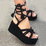 Mollyshoe Solid Velvet Ankle Strap Platform Sandals