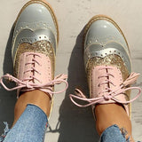 Mollyshoe Lace-Up Sequins Insert Chunky Heeled Boots