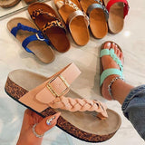 Mollyshoe Women's Stylish Plaited Toe Loop Flat Sandals
