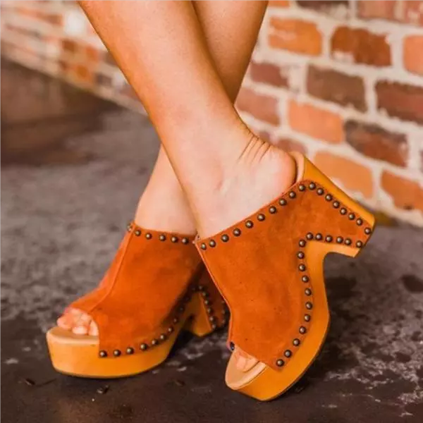 Mollyshoe Women's Fashion Retro Western Style Block Heel Sandals
