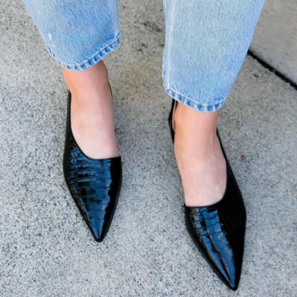 Mollyshoe Women's Fashion Slingback Pointed Toe Chunky Low Heels